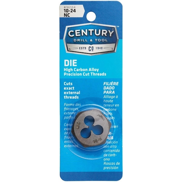 Century Drill & Tool Century Drill & Tool 10-24 National Coarse 1 In. Across Flats Fractional Hexagon Die 96104 - main